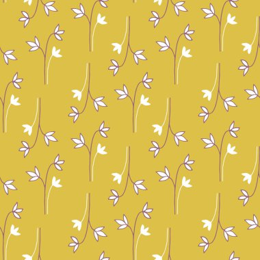 Pembe ve hardal çiçekler ile zarif Dikişsiz desen.