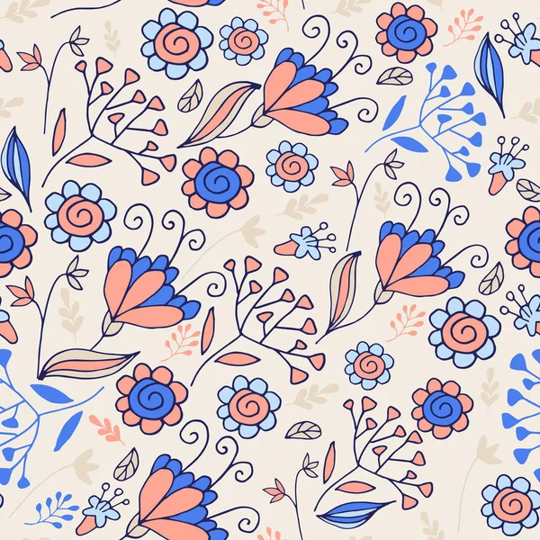 Elegant naadloos patroon met bloemen. Bloemmotief voor stof en prints. — Stockvector