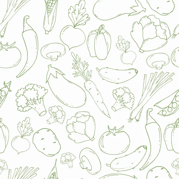 Sebze ile el çizilmiş dikişsiz desen. Büyük sebze koleksiyonu.