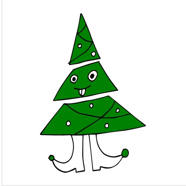 Árvore Verde Natal Fundo Cor Férias Feliz Natal Feliz Ano — Vetor de Stock