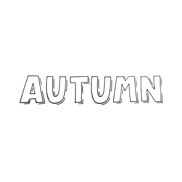 Autumn Lettering Composition Black Ink White Background Hand Drawing Vector — Stock Vector