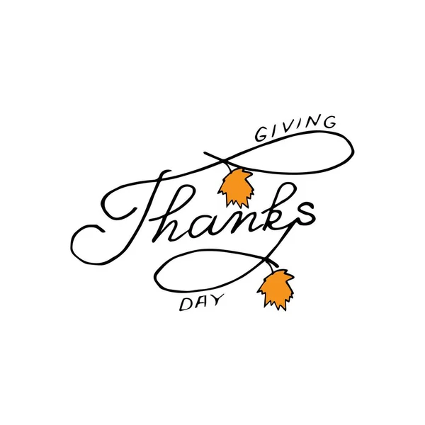El çizilmiş Happy Thanksgiving tipografi yazı afişi. Kartpostal, simge, logo, rozet için beyaz arka plan üzerinde Kutlama alıntı. Siyah mürekkep.