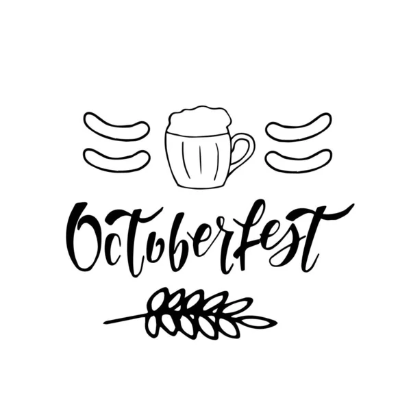 Oktoberfest el yazısı yla yazılmış harfler. Tebrik kartları ve poster için tipografi vektör tasarımı. Bira Festivali vektör afiş. Şablon kutlamayı tasarla. Vektör çizimi