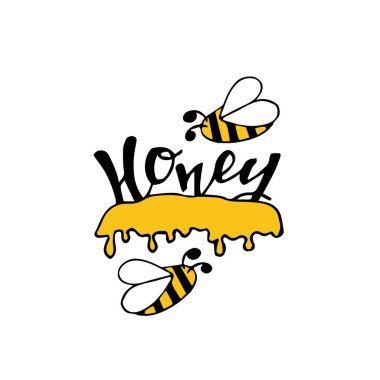 Bal sıçrama Arıcılık bal dükkanı veya fırın için arı petek poster tatlı damla damlama. Tatlılar veya kafeterya ve pastane kek için bal şurubu bırakarak vektör tasarımı