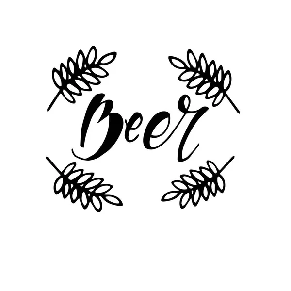 Belettering vector illustratie bier met spikelet. — Stockvector