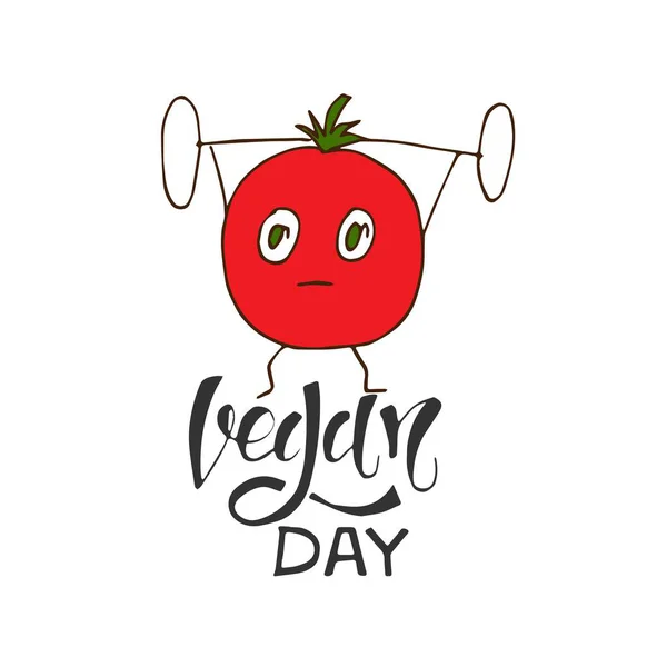 Domatesli dünya vejetaryen gün vektör illüstrasyonu.