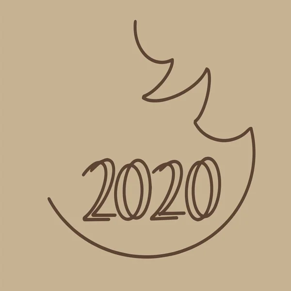 Yeni yıl ağacıyla birlikte 2020 logo metin tasarımı. 2020 iş günlüğünün kapağı. Broşür tasarım şablonu, kart, afiş. Vektör illüstrasyonu.