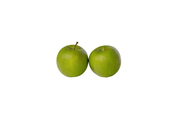 Beyaz arka planda izole edilmiş yeşil elmalar. kırpma yolu. — Stok fotoğraf