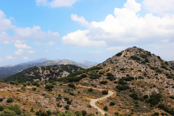 Paisaje Montaña Carretera Serpentina Entre Las Montañas Creta Grecia Viaja —  Fotos de Stock