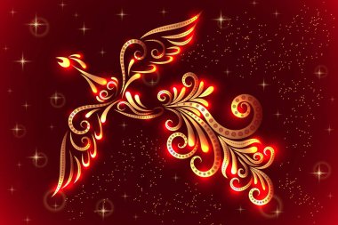 Gece gökyüzünde bir kartal Vektör illüstrasyon. Özgürlük. Dövme