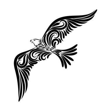 Gece gökyüzünde bir kartal Vektör illüstrasyon. Özgürlük. Dövme
