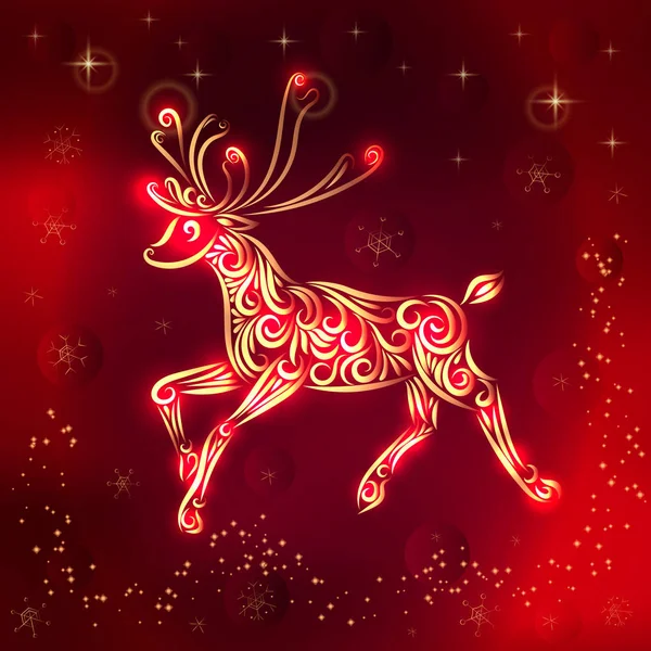 Bir Reindeer Güzel Noel Vektör Illüstrasyon Yeni Yıl Kartı Tatil — Stok Vektör