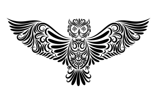Hermoso Búho Del Ornamento Sobre Fondo Blanco Búho Decorativo Pájaro — Vector de stock