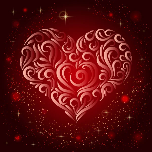 Ilustración Vectorial Del Corazón Desde Ornamento Feliz Día San Valentín — Vector de stock