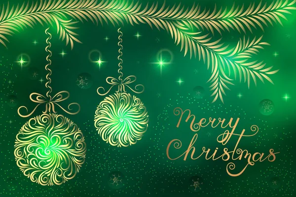 Boules de Noël sur branches faites d'éléments d'ornement et l'inscription Joyeux Noël . — Image vectorielle