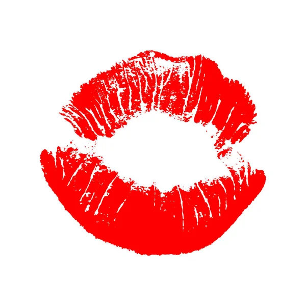 Imprint of red lips on a white background. — Stock Vector