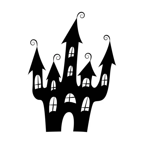 Maison fantasmagorique silhouette noire. Halloween décoration de vacances . — Image vectorielle