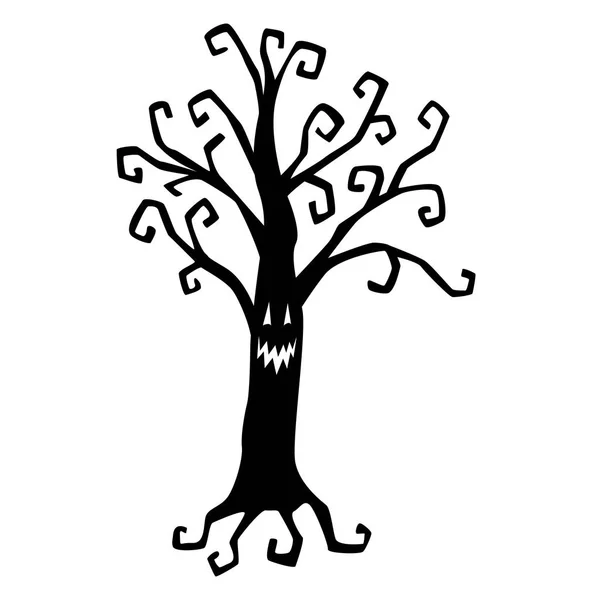 Gruselige Baum schwarze Silhouette. Halloween-Dekoration. — Stockvektor