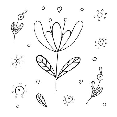 Şekillendirilmiş çiçek el siyah çizgi çizdi. Dekor ve tasarım için görüntü. - Evet. Dekorasyon.