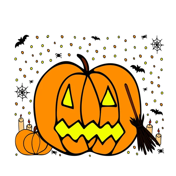 Calabaza Halloween Dibujada Mano Ilustración Vectorial Para Volante Tarjeta Banner Ilustraciones De Stock Sin Royalties Gratis