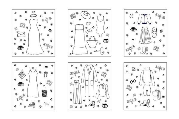 Ручная Раскраска Книги Женская Одежда Векторная Иллюстрация Eps — стоковый вектор