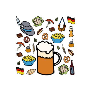 El çizilmiş kart 'oktoberfest'. Vektör illüstrasyon. Eps 10