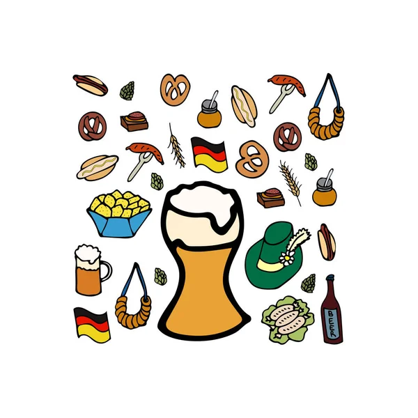 El çizilmiş kart 'oktoberfest'. Vektör illüstrasyon. Eps 10