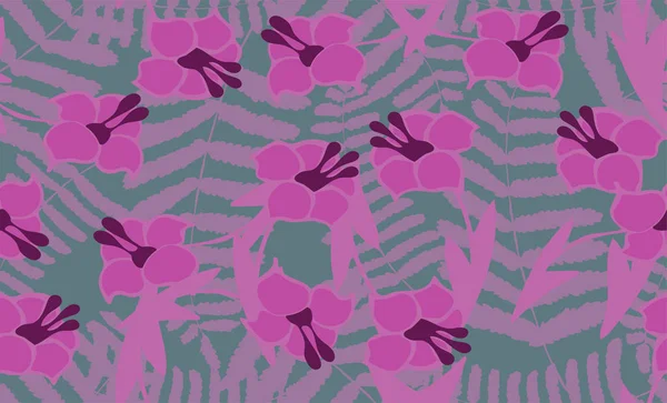 Handgezeichnete Nahtlose Muster Farnblume Vektorillustration Folge — Stockvektor