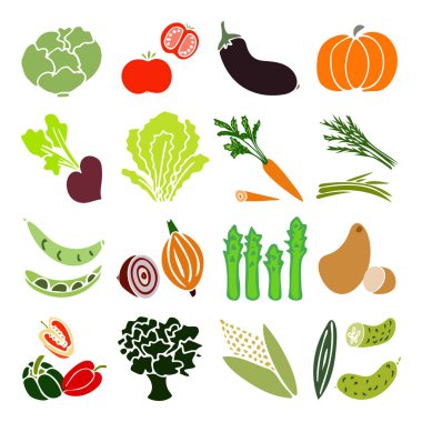 Sebze seti. El renkli sebzeler çizilmiş. Vektör illüstrasyon. Eps 10