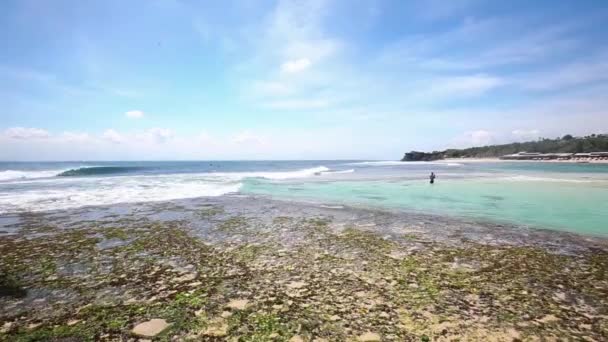 Tropical Indian Ocean Seascape Scenic Balangan Beach Wave Bali Indonesia — Stock Video