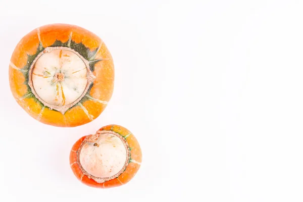 Ugly mutation pumpkins on white background with copy space, zero waste concept — ストック写真