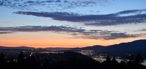 Gyönyörű Kilátás Nyílik Vancouver Naplementére Tól Burnaby Kanada — Stock Fotó