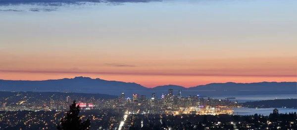 Panoramautsikt Över Vancouver Evening Från Burnaby Canada — Stockfoto