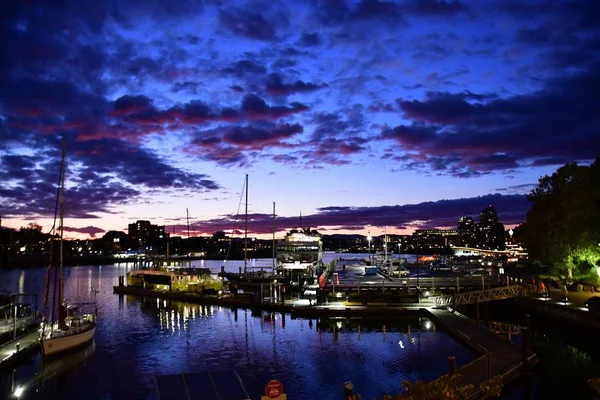 Vue Crépuscule Port Intérieur Victoria Canada — Photo