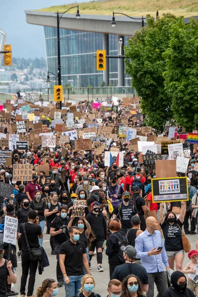 Rasszizmus Ellenes Tüntetés Vancouver Kanada Június 2020 — Stock Fotó