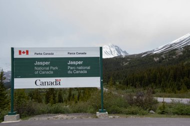 Jasper Ulusal Parkı tabelası. AB Kanada