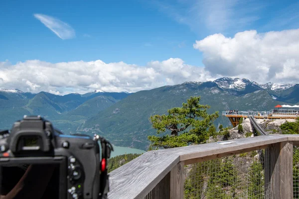 Denizden Gökyüzüne Gondol Manzaralı Güverte Asma Köprü Squamish Kanada — Stok fotoğraf