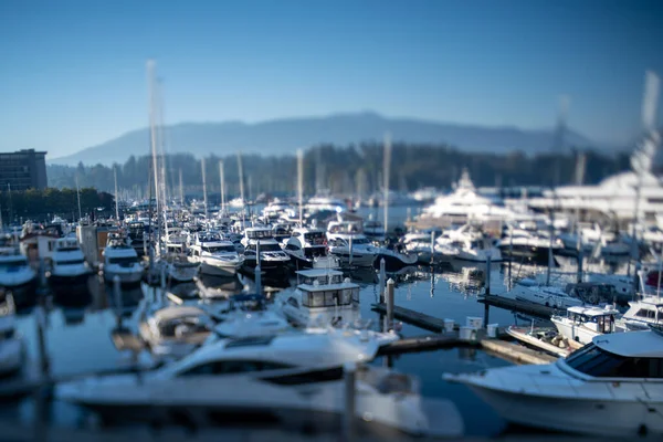 Obrázek Lodí Molu Pořízený Pomocí Sklopné Čočky Vancouver Canada — Stock fotografie