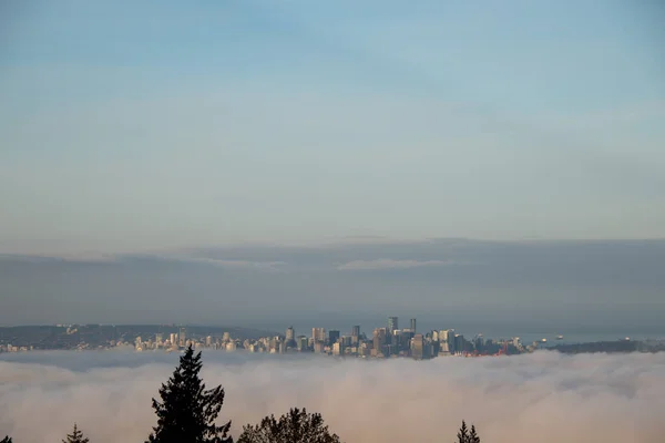 Una Foto Del Centro Vancouver Una Mañana Brumosa Vancouver Canadá —  Fotos de Stock