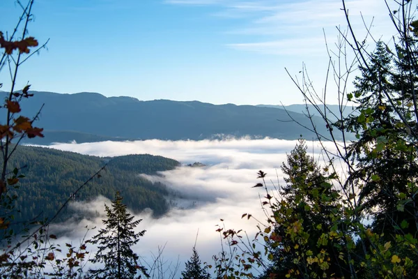 Sisli Bir Sabahta Dağların Bulutların Bir Resmi Burnaby Kanada — Stok fotoğraf