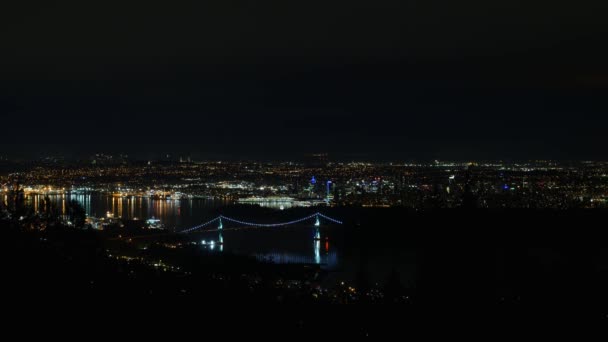 Временной Пейзаж Ванкувера Ночью Ванкувер — стоковое видео
