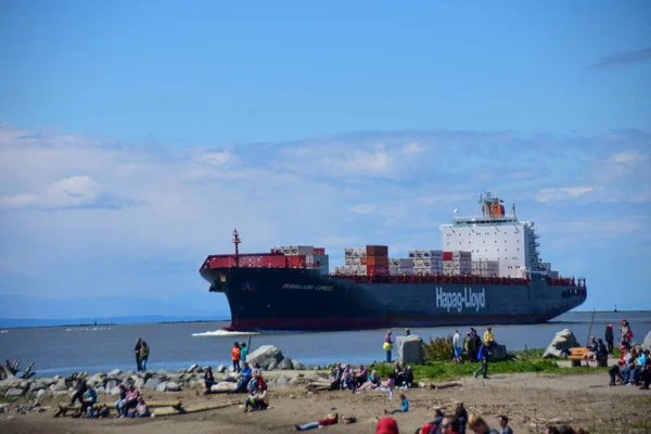 Ett Containerfartyg Som Transporterar Många Containrar Maj 2017 Richmond Kanada — Stockfoto