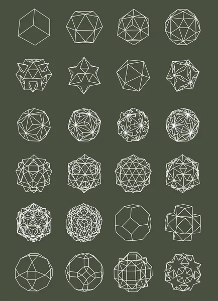 Cuerpo Geométrico Estructura Poliedros Dibujo Del Contorno — Archivo Imágenes Vectoriales