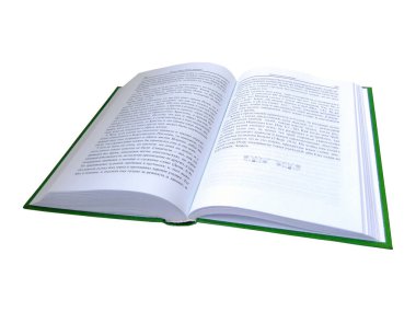 Beyaz arkaplan üzerine açık bir kitabın fotoğrafsal görüntüsü
