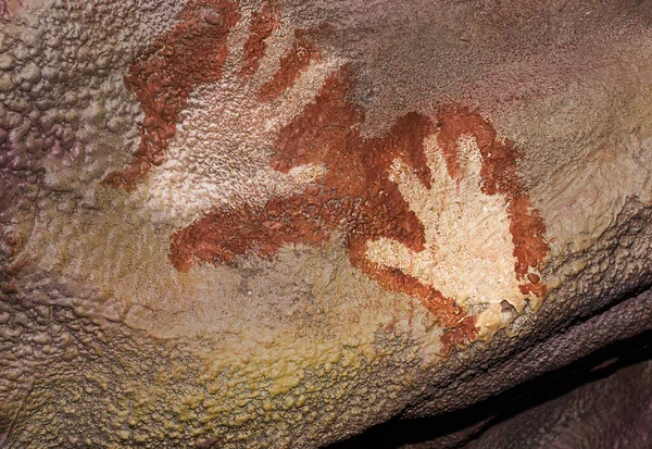 Cáceres España Mayo 2018 Réplica Cueva Maltravieso Con Cuatro Dedos — Foto de Stock