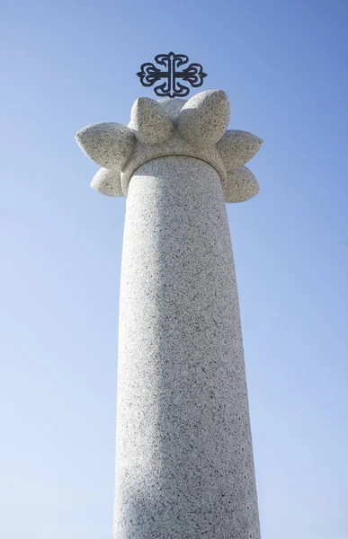 Monolithe Pilori Granit Avec Calatrava Orden Cross Sur Dessus Saceruela — Photo