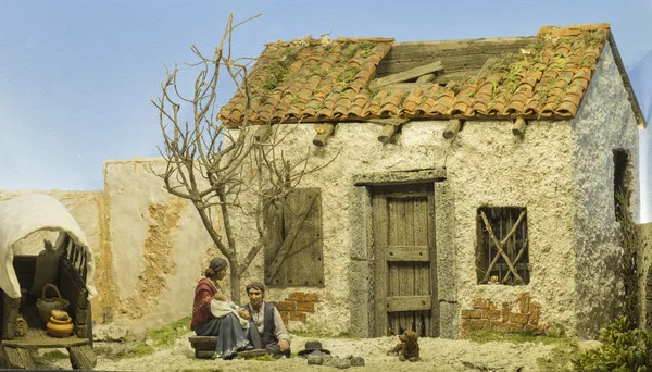 Badajoz Spanien December 2017 Julen Julkrubba Gipsy Omslaget Diorama Byggd — Stockfoto