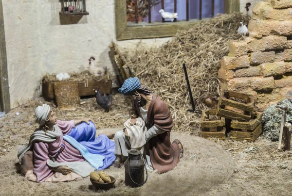 Badajoz Espagne Décembre 2017 Scène Noël Sainte Famille Reposant Après — Photo