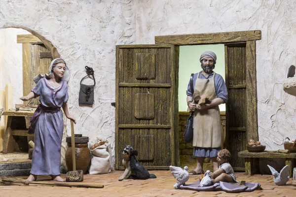 Badajoz Hiszpania Grudnia 2017 Boże Narodzenie Szopka Diorama Zbudowana Przez — Zdjęcie stockowe