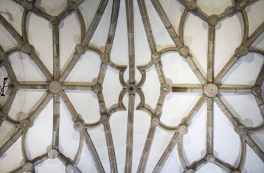 Badajoz, İspanya - 13 Ağustos 2018: Büyükşehir Katedrali, Saint John the Baptist Badajoz kapalı. Manuelin kasa